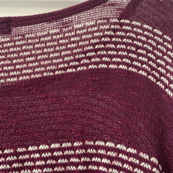 Living Doll Y2K Burgundy and White stripe dolman sleeve cozy sweater 2X - Picture 3 of 5